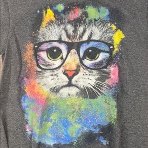 Art Cat with Glasses S T-Shirt